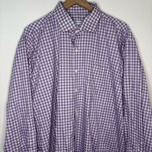 Peter Millar Jackson Crown Lite Cotton Stretch Gingham Sport Shirt Purple XXL